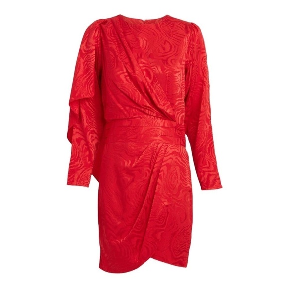 NWT RONNY KOBO Red Shanaya Mini Dress Long Sleeve Draped Small Tinsley Mortimer - Picture 5 of 14